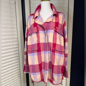 Free People Oversized Plaid Flannel Shirt/Shacket